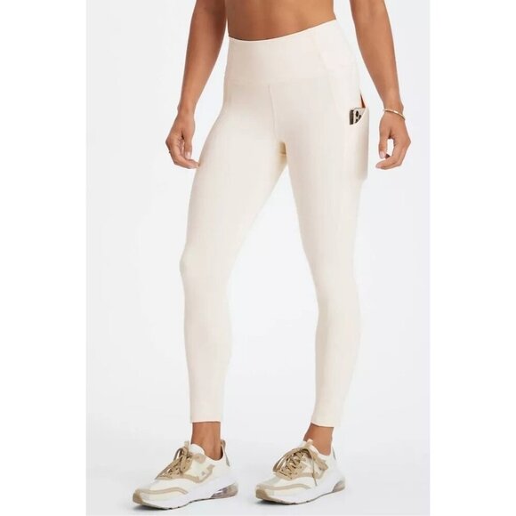 Fabletics PureLuxe Oasis High-Waisted 7/8 Leggings Pockets Cream Women S NWT - Picture 1 of 13
